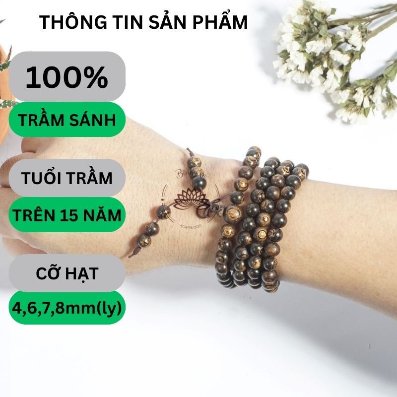 1 nụ trầm mẫu thử được tặng khi mua Vòng tay trầm hương 108 hạt trầm sánh cao cấp tự nhiên nam nữ Trầm Hương Bình An