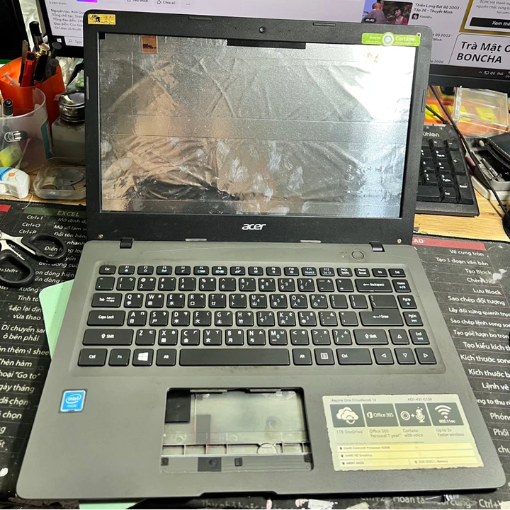 Full bộ vỏ Laptop acer one cloudbook AO1-431 Cũ còn khá đẹp