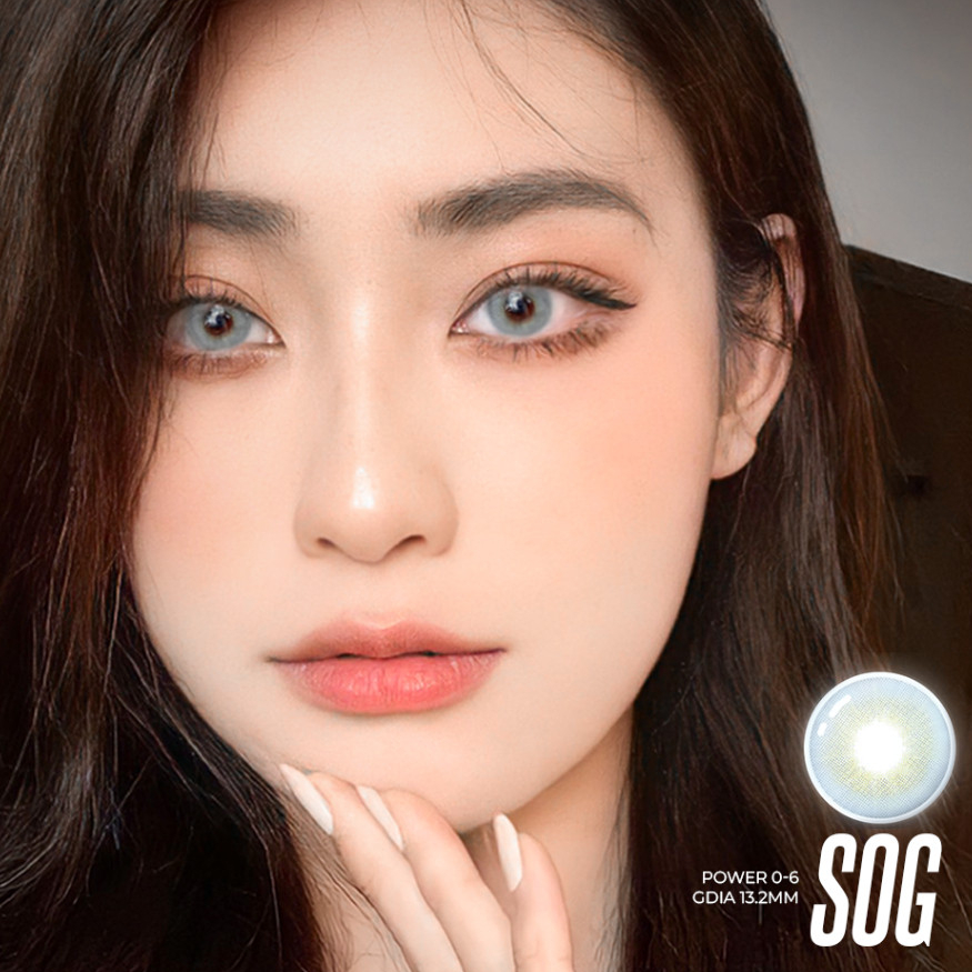 Lens cận SOG màu xám tây sáng 💥HÀNG CAO CẤP💥 Kính áp tròng Hàn Quốc có độ cận (0-6), độ ẩm cao cho mắt nhạy cảm