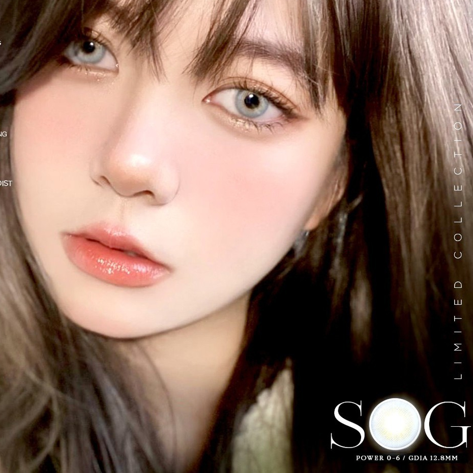 Lens cận SOG màu xám tây sáng 💥HÀNG CAO CẤP💥 Kính áp tròng Hàn Quốc có độ cận (0-6), độ ẩm cao cho mắt nhạy cảm