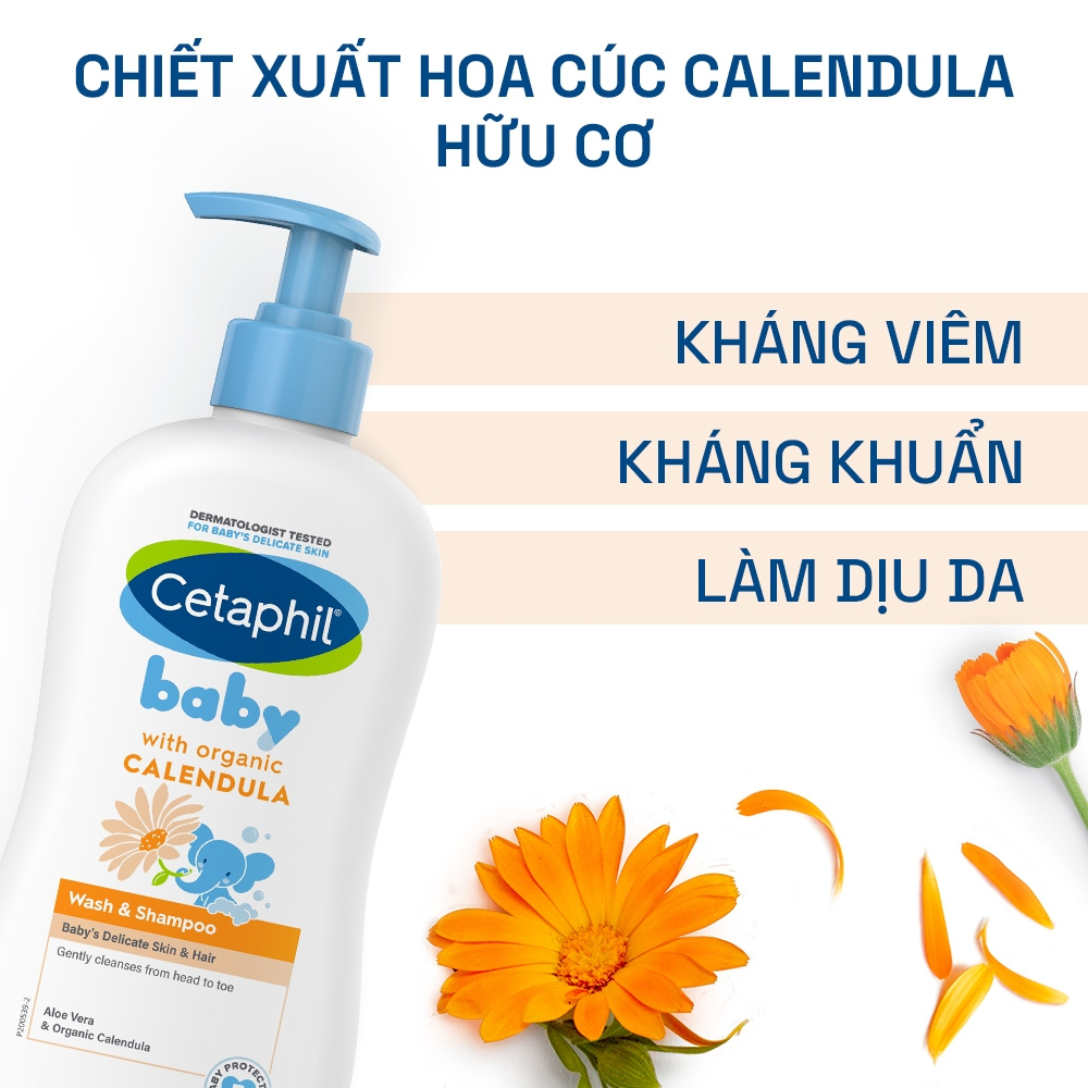Sữa tắm gội Cetaphil cho bé - Cetaphil Baby Wash & Shampoo with Organic Calendula 230ml 400ml