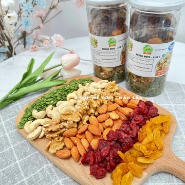 500gram mix hạt và trái cây sấy nguyên vị (mix nuts,hạnh nhân,óc chó,hạt điều,hạt bí,nam việt quất,k macca) có xuất VAT