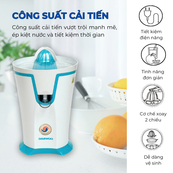 Ảnh Máy vắt cam tự động công nghệ vắt đảo chiều DAEWOO DEM-JK580 200ml, công suất 40W, tiết kiệm điện năng 3