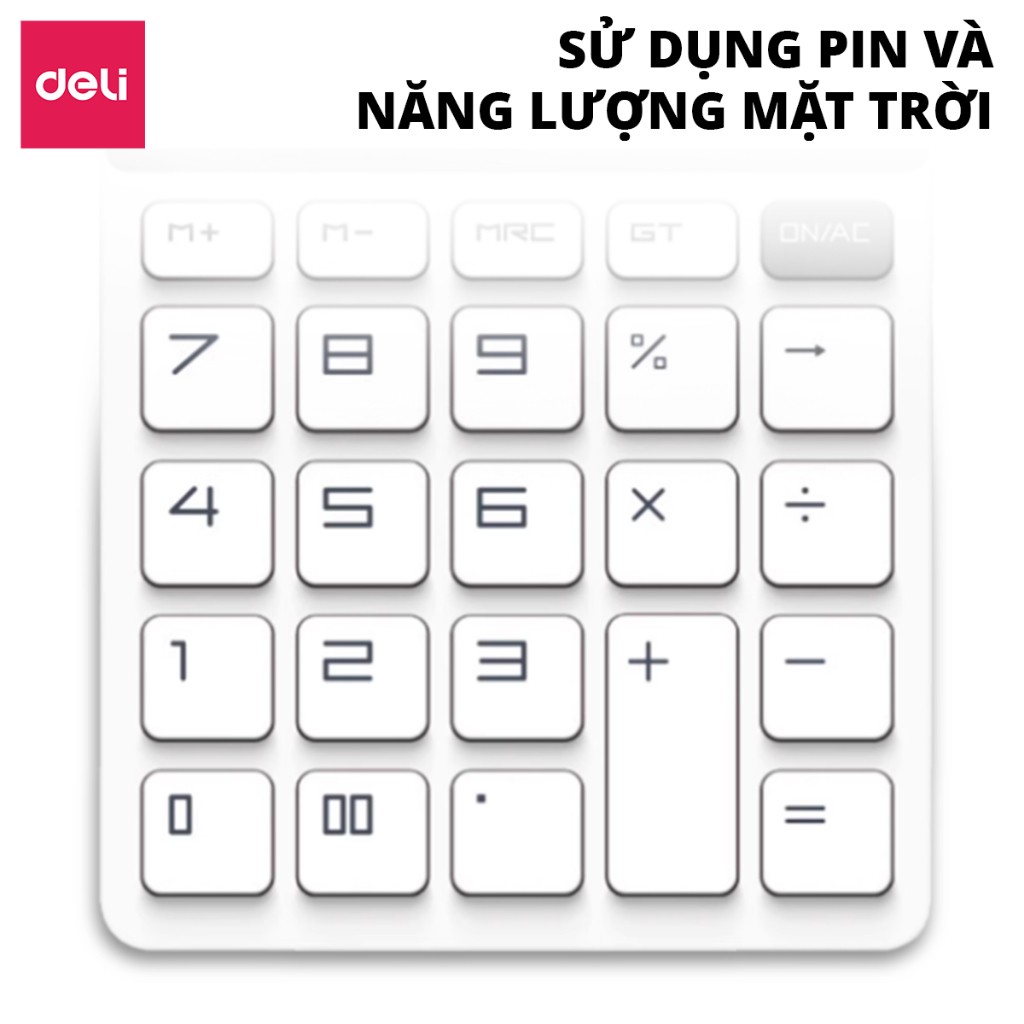 [𝐕𝐎𝐔𝐂𝐇𝐄𝐑 𝐋𝐈𝐕𝐄 𝟐𝟓%] Máy Tính Cao Cấp Deli Máy Tính Cầm Tay Màn Hình LCD Phím To Máy Tính 12 Số Pin Năng Lượng Mặt Trời