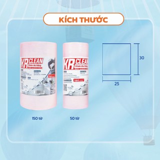 Cuộn khăn giấy lau đa năng hồng 50/150 tờ 25x30cm - Khăn lau mọi bề mặt, thấm hút, siêu dai, mềm mại