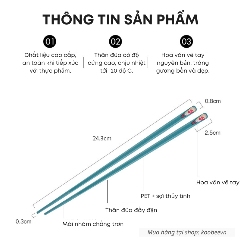 Set 10 Đôi Đũa Sợi Thủy Tinh Một Màu Không Mốc, Chống Trơn, Chịu Nhiệt Phong Cách Nhật Cao Cấp (BA14)