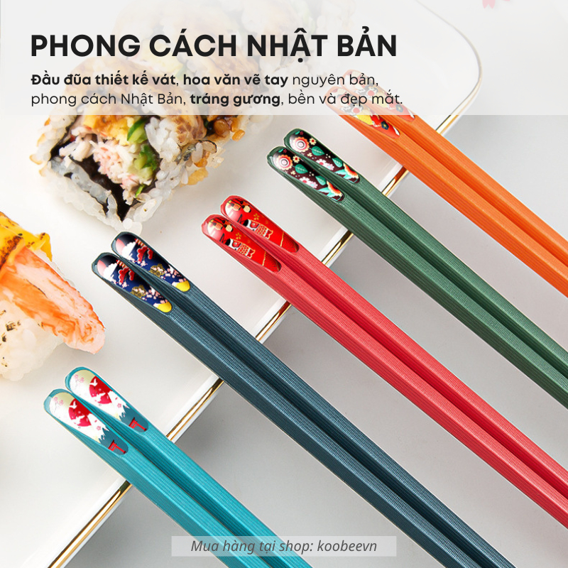 Set 10 Đôi Đũa Sợi Thủy Tinh Một Màu Không Mốc, Chống Trơn, Chịu Nhiệt Phong Cách Nhật Cao Cấp (BA14)