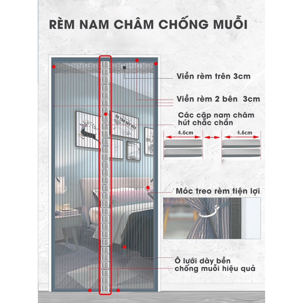 Rèm Chống Muỗi Nam Châm Lưới Chống Muỗi Cửa Sổ Mùng Màn Chống Muỗi Làm Theo Yêu Cầu PABARO
