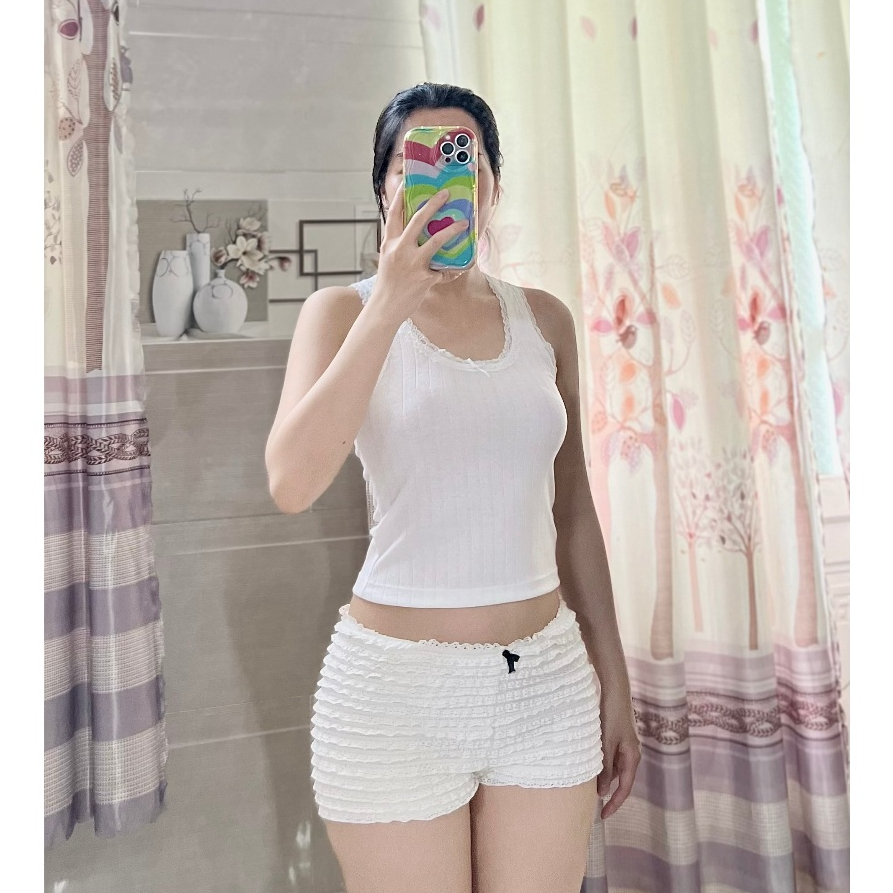 Set Áo ba lỗ nữ viền ren Sia Tanktop - Moshi Mochi | Shopee Việt Nam
