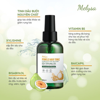 Xịt Dưỡng Tóc Tinh Dầu Bưởi Melysa 180ml | Pomelo Hair Tonic Giảm Rụng, Kích Thích Mọc Tóc, Phục Hồi Tóc Hư Tổn.