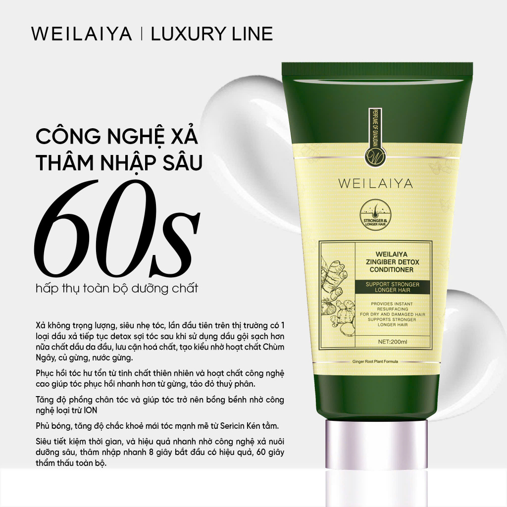 Ảnh Bộ Gội Xả Gừng Detox Hỗ Trợ Mọc Tóc & Ngăn Lão Hóa Da Đầu (Gội 420ml; Xả 200ml) 4