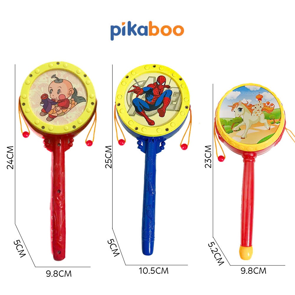 Ảnh Trống cho bé Pikaboo, trống lắc tay có tiếng trống giòn giã vui tai, chất liệu an toàn cho bé 2