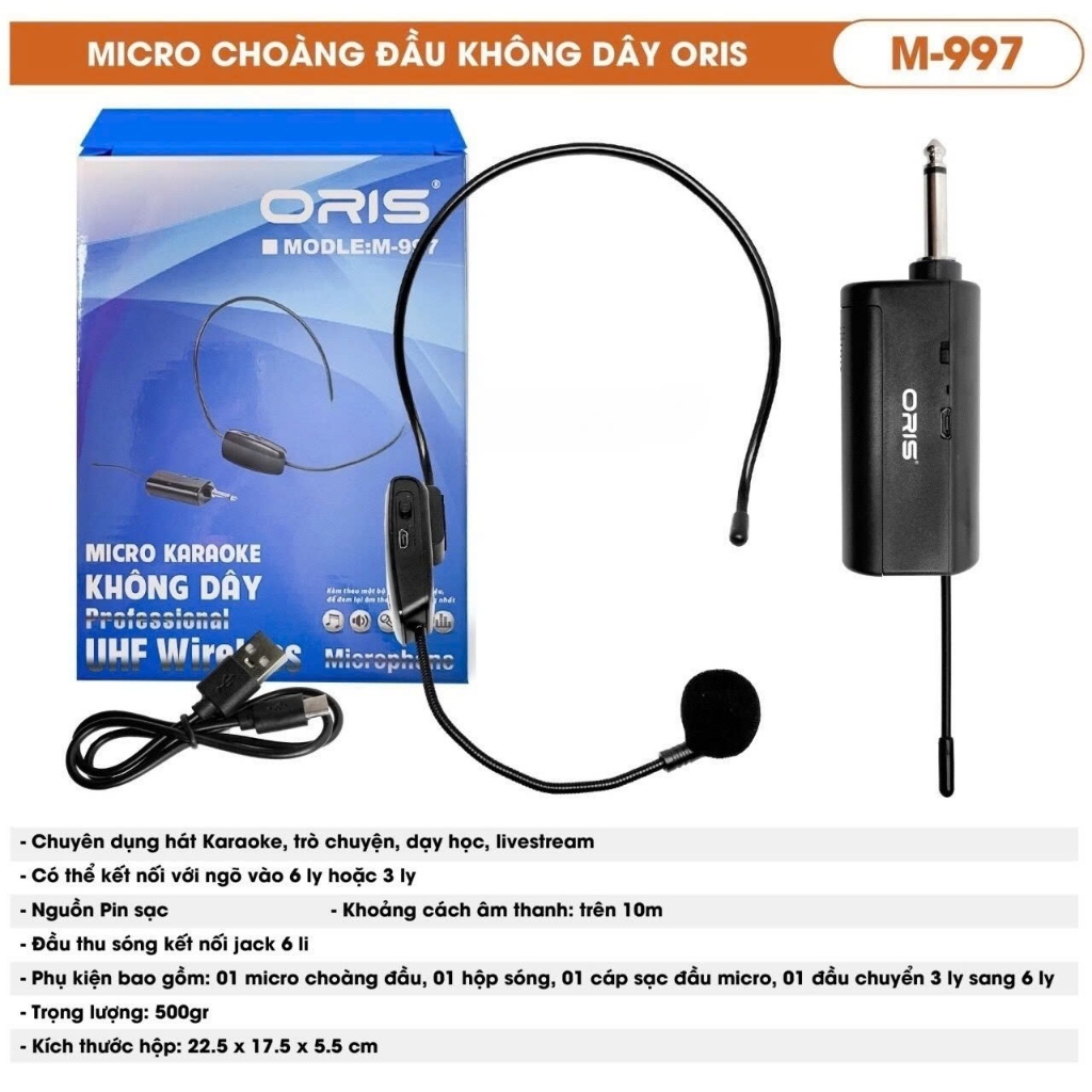 CHINH HANG Micro khong day eo tai choang u 2 ng i UHF oris M 998 b t am t t ti ng ro h tr d y h c online Shopee Vi t Nam