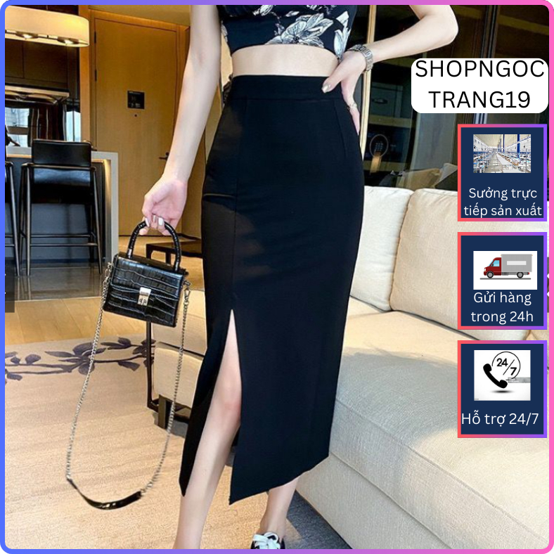 Chân Váy Bút Chì Sẻ Đùi 80cm SHOPNGOCTRANG19 Chất Liệu UMI Co Dãn