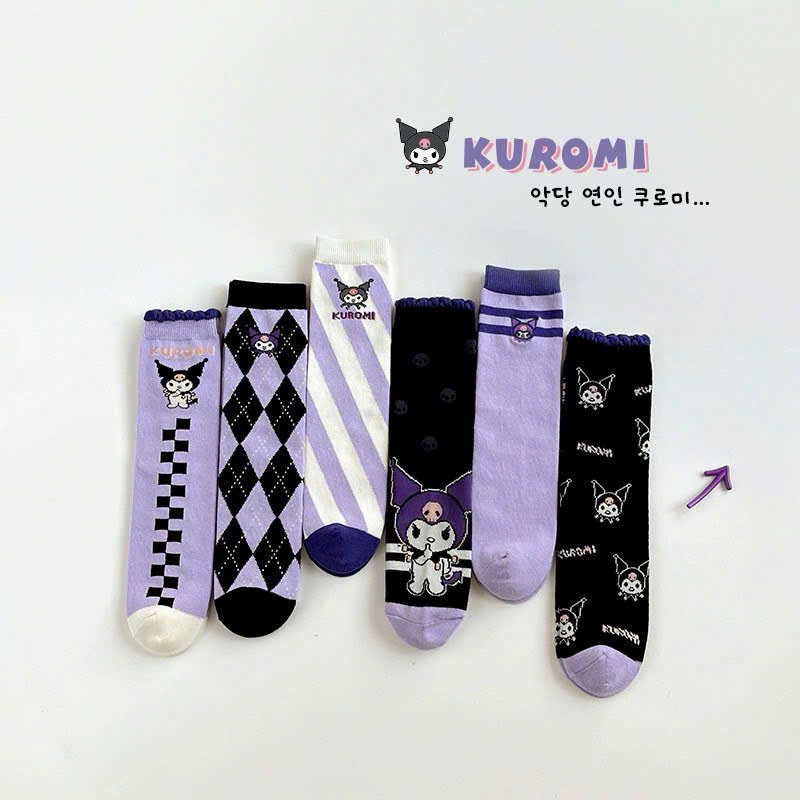 SÉT 5 ĐÔI TẤT ĐÙI KUROMI TRẺ EM MẪU MỚI SIZE 4-12 TUỔI