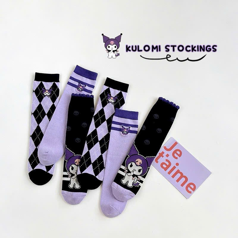 SÉT 5 ĐÔI TẤT ĐÙI KUROMI TRẺ EM MẪU MỚI SIZE 4-12 TUỔI