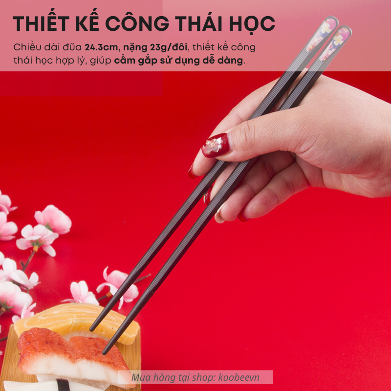 Đũa Kháng Khuẩn Phủ Sợi Thủy Tinh – Màu Đen Phong Cách Nhật Bản | Chịu Nhiệt, Chống Mốc, Không Trơn Trượt (BA27)