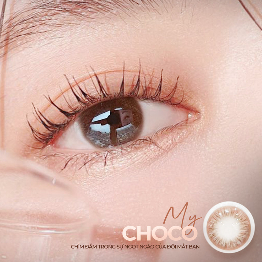 Lens cận nâu tự nhiên MY CHOCO 💥HÀNG CAO CẤP💥 Kính áp tròng có độ cận từ 0-8, chất liệu Silicone êm mắt, đường kính 13.5