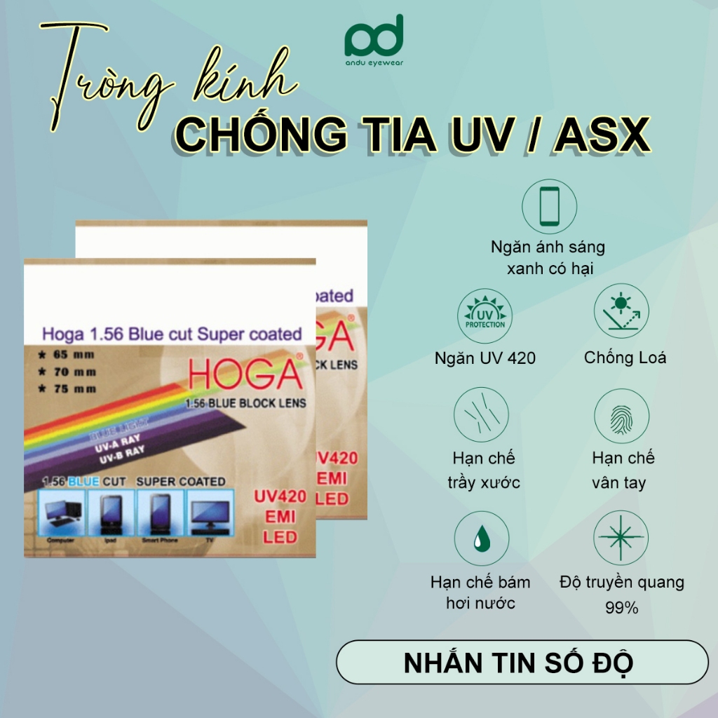 Ảnh Tròng kính cận loạn có độ ANDU EYEWEAR mắt kính chống ánh sáng xanh, đổi màu đi nắng chống tia UV400 3