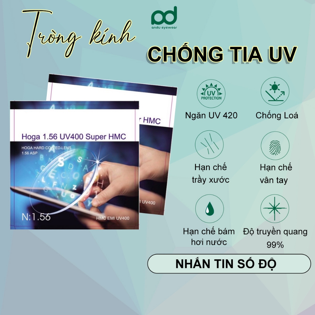 Ảnh Tròng kính cận loạn có độ ANDU EYEWEAR mắt kính chống ánh sáng xanh, đổi màu đi nắng chống tia UV400 2