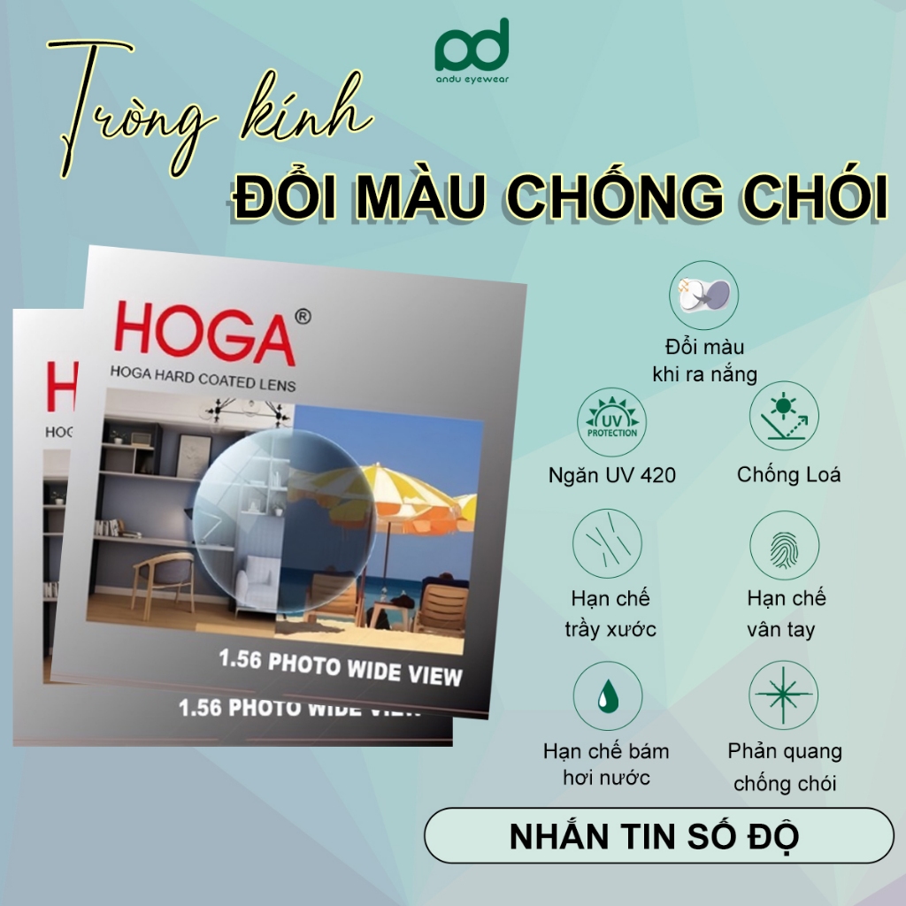 Ảnh Tròng kính cận loạn có độ ANDU EYEWEAR mắt kính chống ánh sáng xanh, đổi màu đi nắng chống tia UV400 4