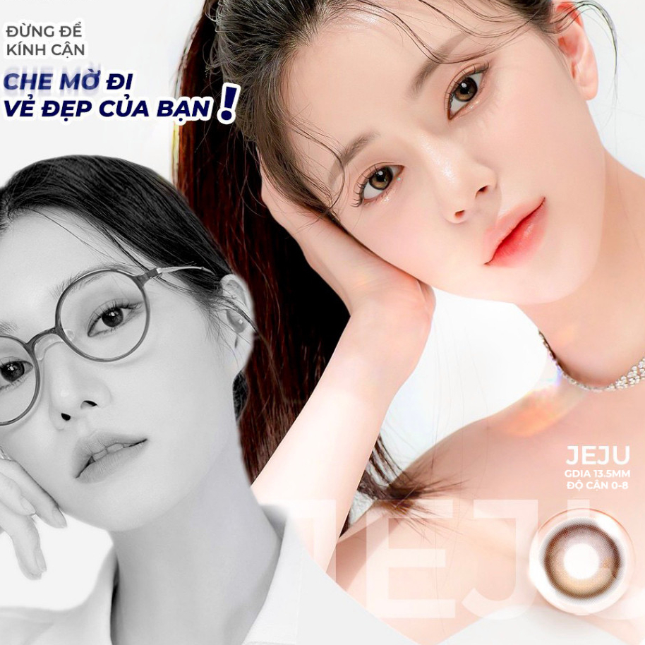 Lens cận màu nâu JEJU 💥HÀNG CAO CẤP💥 Kính áp tròng có độ cận 0-8, hiệu ứng loang màu long lanh như mắt ướt cực thơ