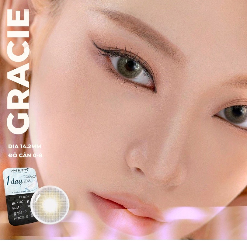 Lens cận 1 ngày màu nâu /xám độ cận 💥HÀNG CAO CẤP💥 Kính áp tròng 1 ngày Hàn Quốc màu tự nhiên có độ 0-8 siêu ẩm
