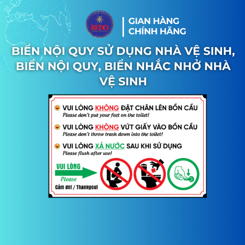 Bảng Nội Quy Nhà Vệ Sinh BEDO Dán Tường Chống Thấm Nhắc Nhở Giữ Vệ Sinh Văn Minh Lịch Sự