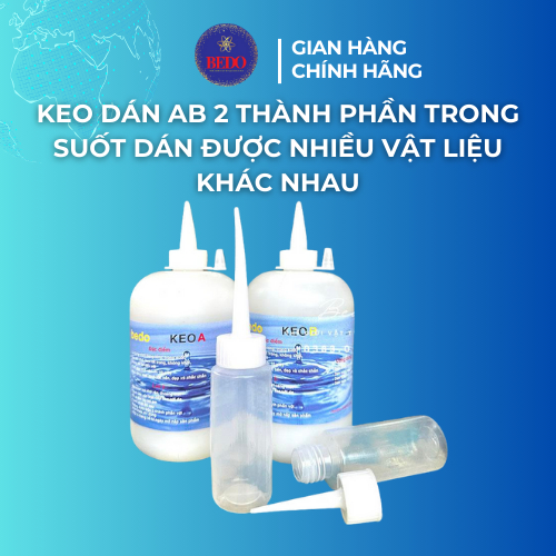 Keo AB Trong Suốt BEDO 2 Thành Phần 1000ml Dán Mica Kim Loại Gỗ Alu Khô Nhanh Không Vệt Khói