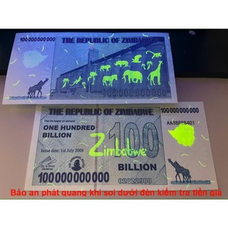 🌸BÁN CHẠY🌸 Tờ tiền lưu niệm Zimbabwe 100 Tỷ Đô la siêu khủng , cực độc làm quà tặng , lì xì Tết