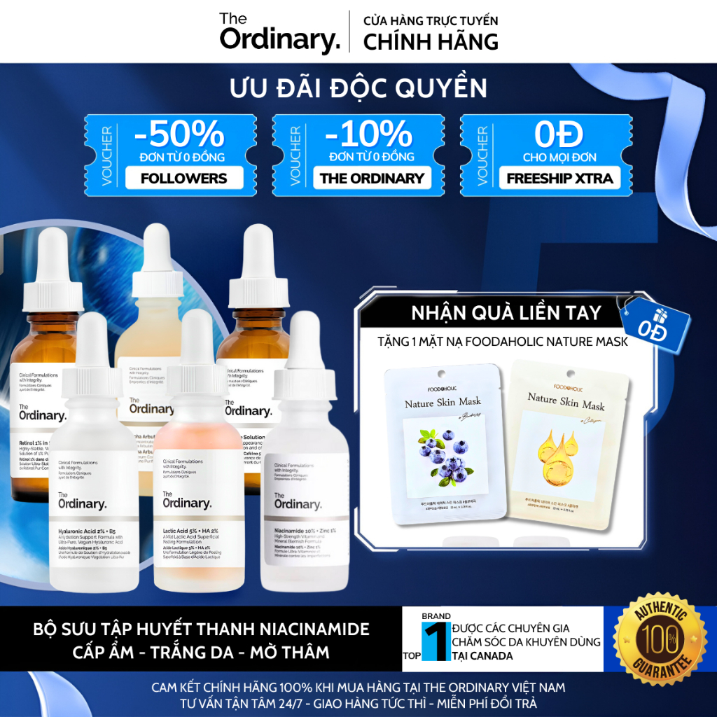 The Ordinary Bộ Sưu Tập Serum Niacinamide, AHA BHA, Hyaluronic Acid ...