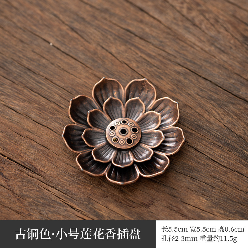 Bộ Chân Đế Cắm Nhang Trầm Bằng Hợp Kim Đồng Hình Hoa Sen