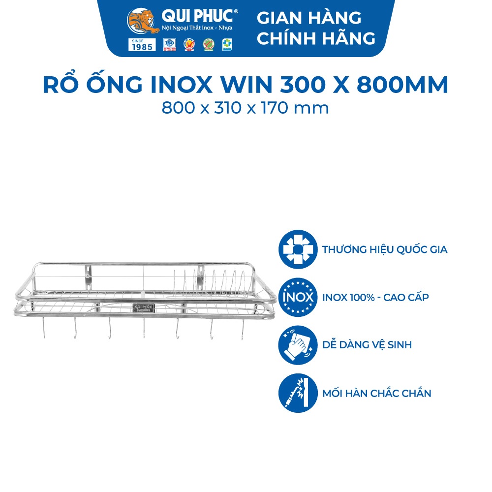 Kệ chén đĩa Win QUI PHÚC, dạng treo, inox 201 cao cấp, sáng bóng, chắc chắn, bền đẹp, tiết kiệm diện tích