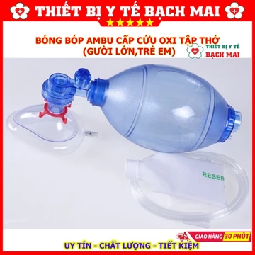 Bóng Bóp Ambu Cấp Cứu Oxy Tập Thở (Người Lớn, Trẻ Em)