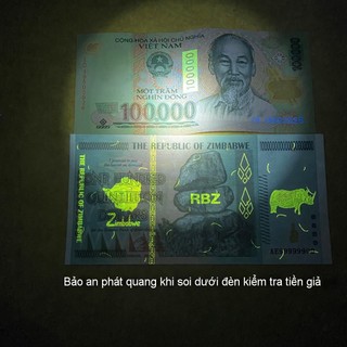 🌸BÁN CHẠY🌸 Tờ tiền lưu niệm Zimbabwe 100 TRIỆU Tỷ Đô la siêu khủng , cực độc làm quà tặng , lì xì Tết