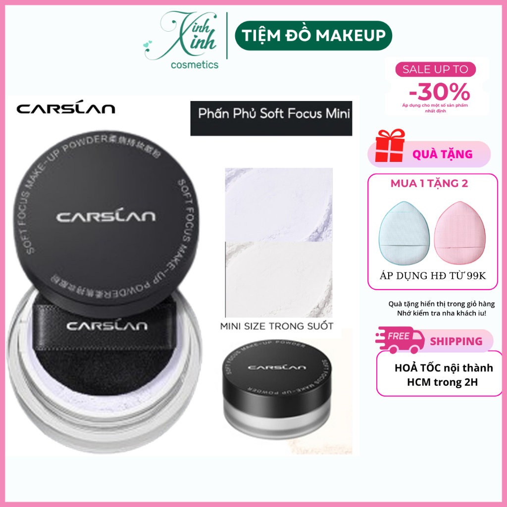 Phấn phủ CARSLAN MINI dạng bột kiềm dầu, chống nước lâu trôi 1g| XINH ...