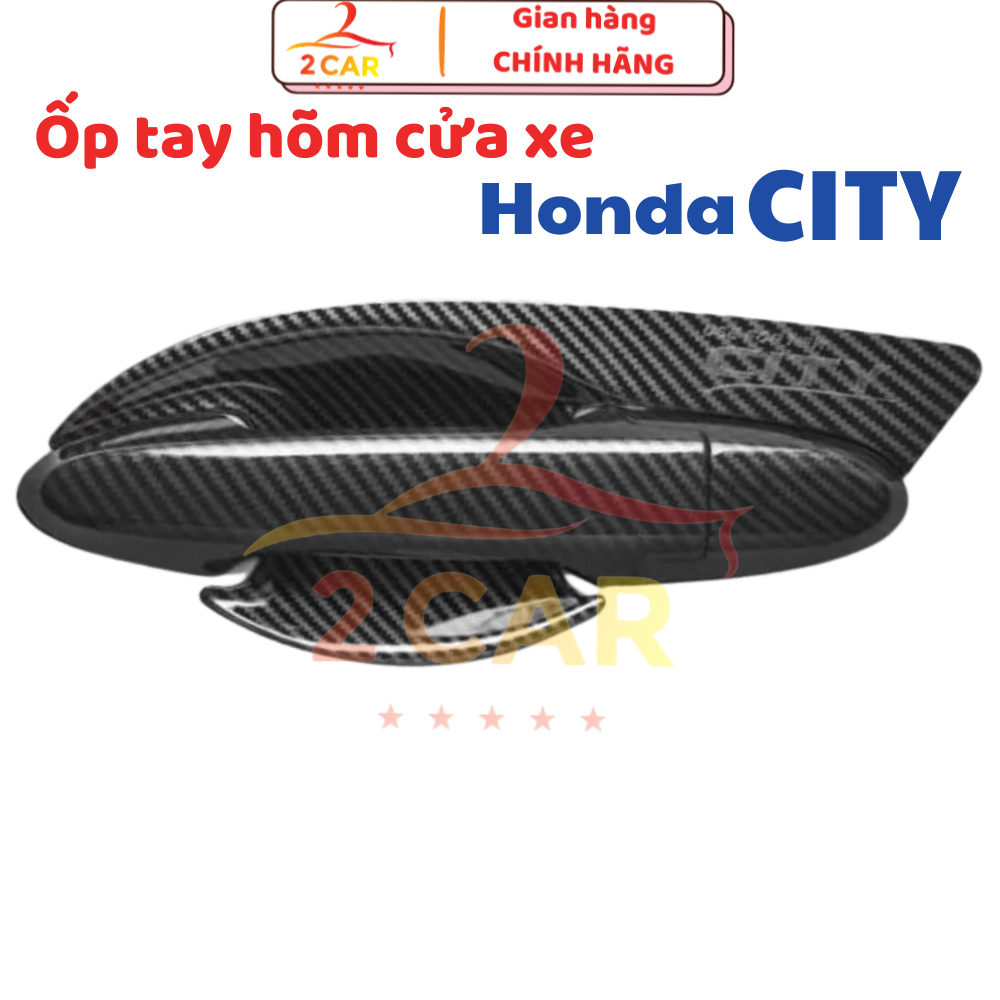 Ốp Tay nắm, Hõm Cửa CACBON xe City 2015 - 2020, 2021 - 2026 nhựa vân Carbon Cao Cấp