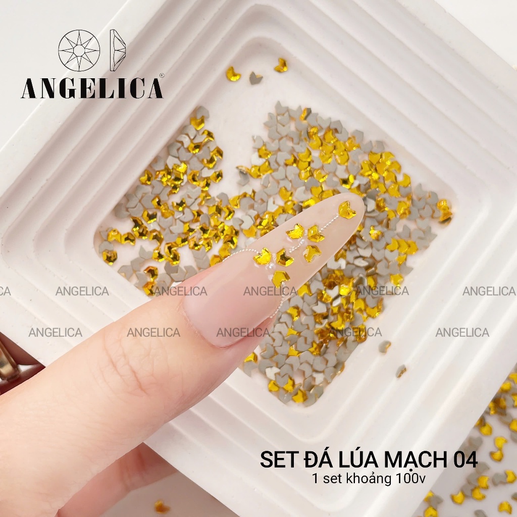 Set đá khối chân bằng giả úc hình lúa mạch đính móng  khoảng 100 viên ANGELICA