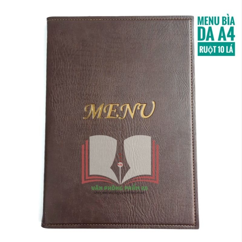 Menu bìa da cao cấp,menu da A4 (10 lá) | Shopee Việt Nam