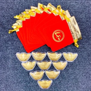 🌸BÁN CHẠY🌸 Sỉ Combo 10 Thỏi Vàng Tài Lộc Mạ Vàng Kèm Túi Gấm Phúc Lộc Phong Thủy , trưng bày hoặc làm quà tặng