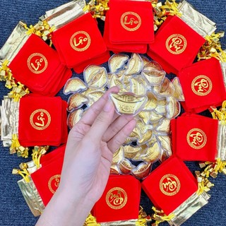 🌸BÁN CHẠY🌸 Sỉ Combo 10 Thỏi Vàng Tài Lộc Mạ Vàng Kèm Túi Gấm Phúc Lộc Phong Thủy , trưng bày hoặc làm quà tặng