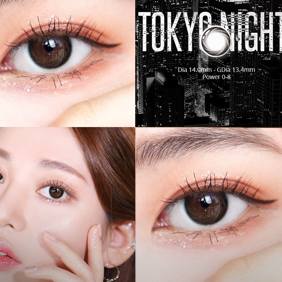 Lens cận màu đen giãn tròng Tokyo Night 💥HÀNG CAO CẤP💥 Kính áp tròng có độ cận 0-8, có độ ẩm cao mềm mại, không cộm