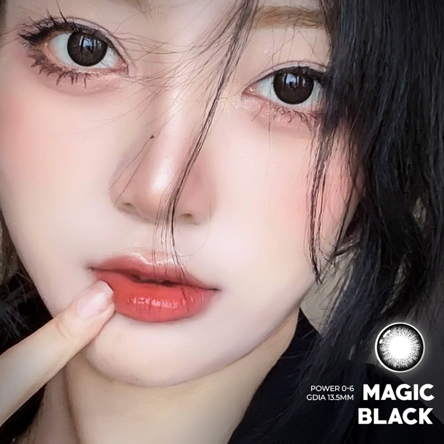 Lens cận màu đen tự nhiên Magic Black 💥HÀNG CAO CẤP💥 Kính Giãn tròng có độ cận 0-6 (có hỗ trợ cận lệch)