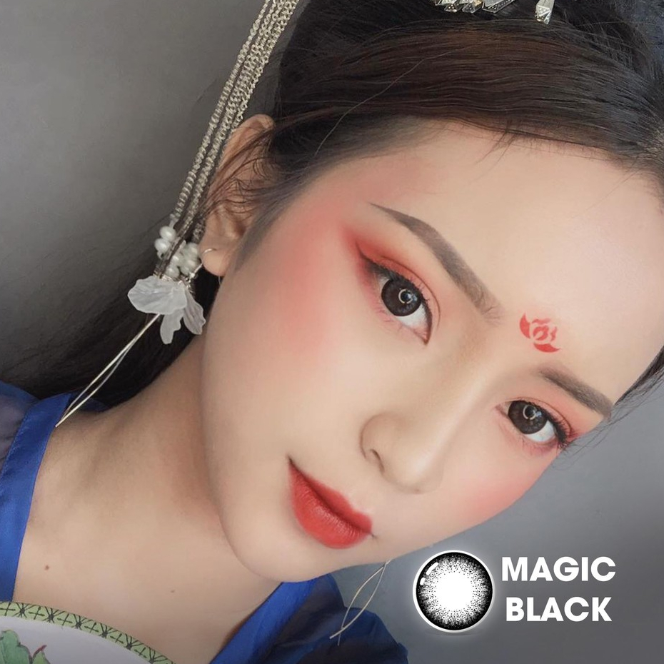 Lens cận màu đen tự nhiên Magic Black 💥HÀNG CAO CẤP💥 Kính Giãn tròng có độ cận 0-6 (có hỗ trợ cận lệch)