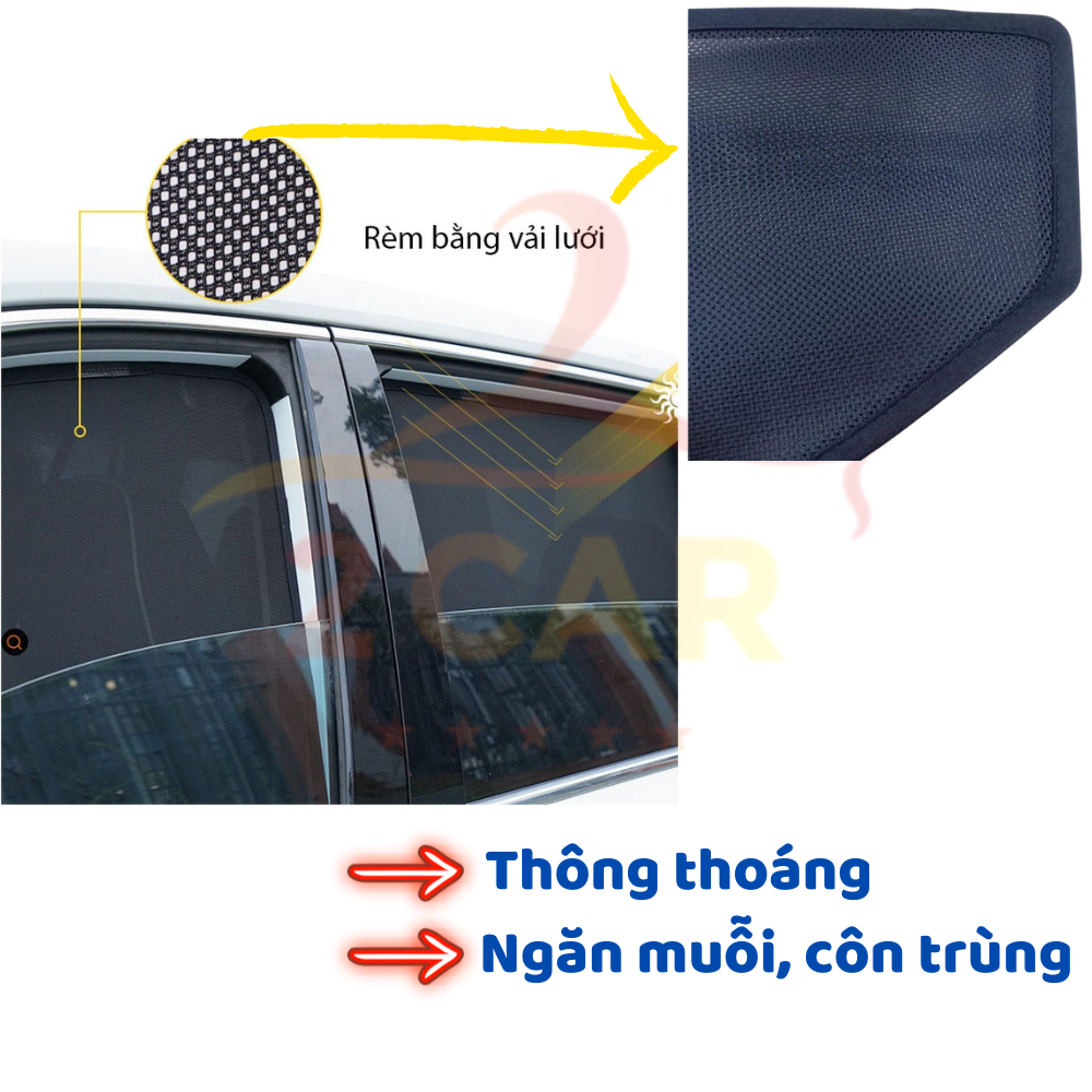 Rèm Che Nắng Xe Kia Rio đời 2011- 2022, 2024, 2024 có đủ bản sedan, hatback có nam châm hít cao cấp, giá 1 bộ