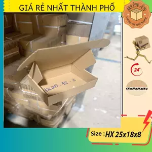 Combo 20 hộp xếp, size 25x18x8 cm - hộp carton nắp gài, giấy 2 nâu 1 xeo, sóng E cứng cáp