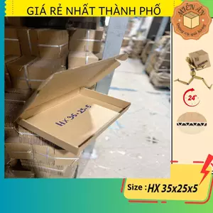 Combo 20 hộp xếp, size 35x25x5 cm - hộp carton nắp gài, giấy 2 nâu 1 xeo, sóng E cứng cáp