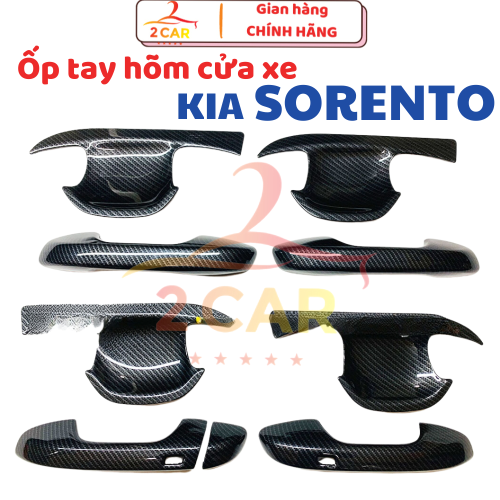 Ốp tay nắm, hõm cửa Cacbon xe Kia Sorento 2021 2022 2023 2024 2025 vân Carbon cao cấp