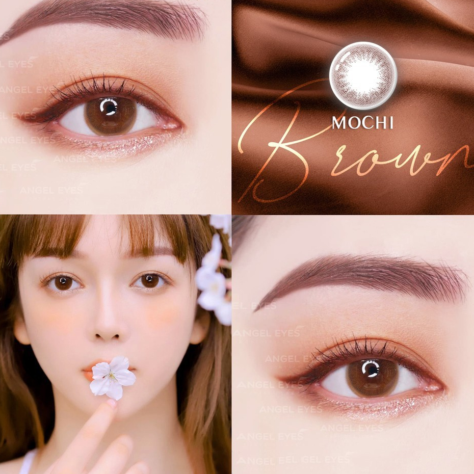 Lens cận Mochi Brown 💥HÀNG CAO CẤP💥 Kính áp tròng có độ 0-8, màu nâu tự nhiên, đường kính 14.2mm