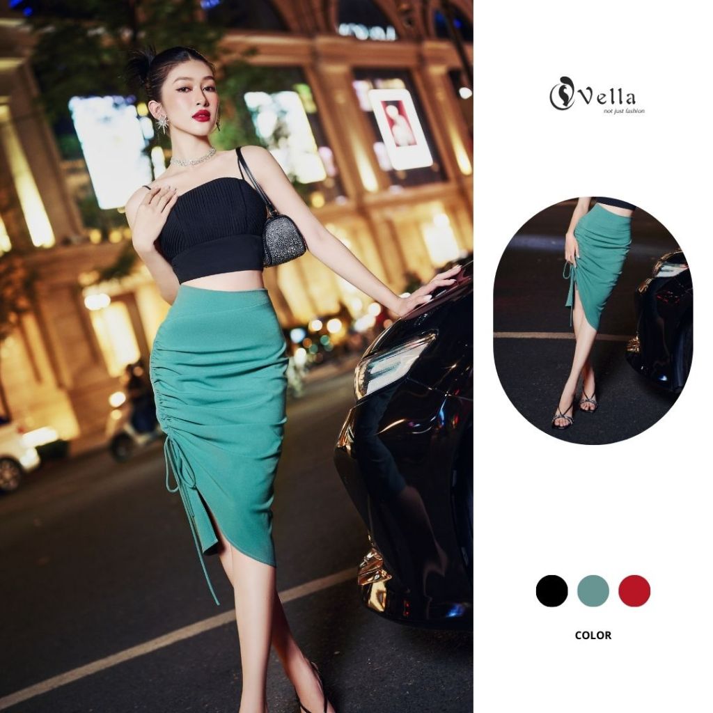 Vella Fashion chân váy bút chì rút dây sườn 2 lớp cotton & lụa VV21052
